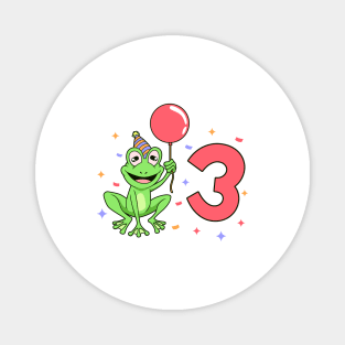 I am 3 with frog - kids birthday 3 years old Magnet